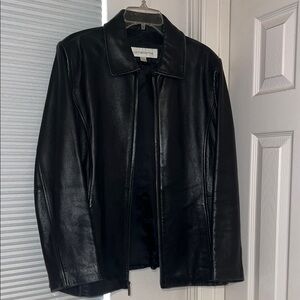 Liz Claiborne Black Leather Jacket Timeless Design